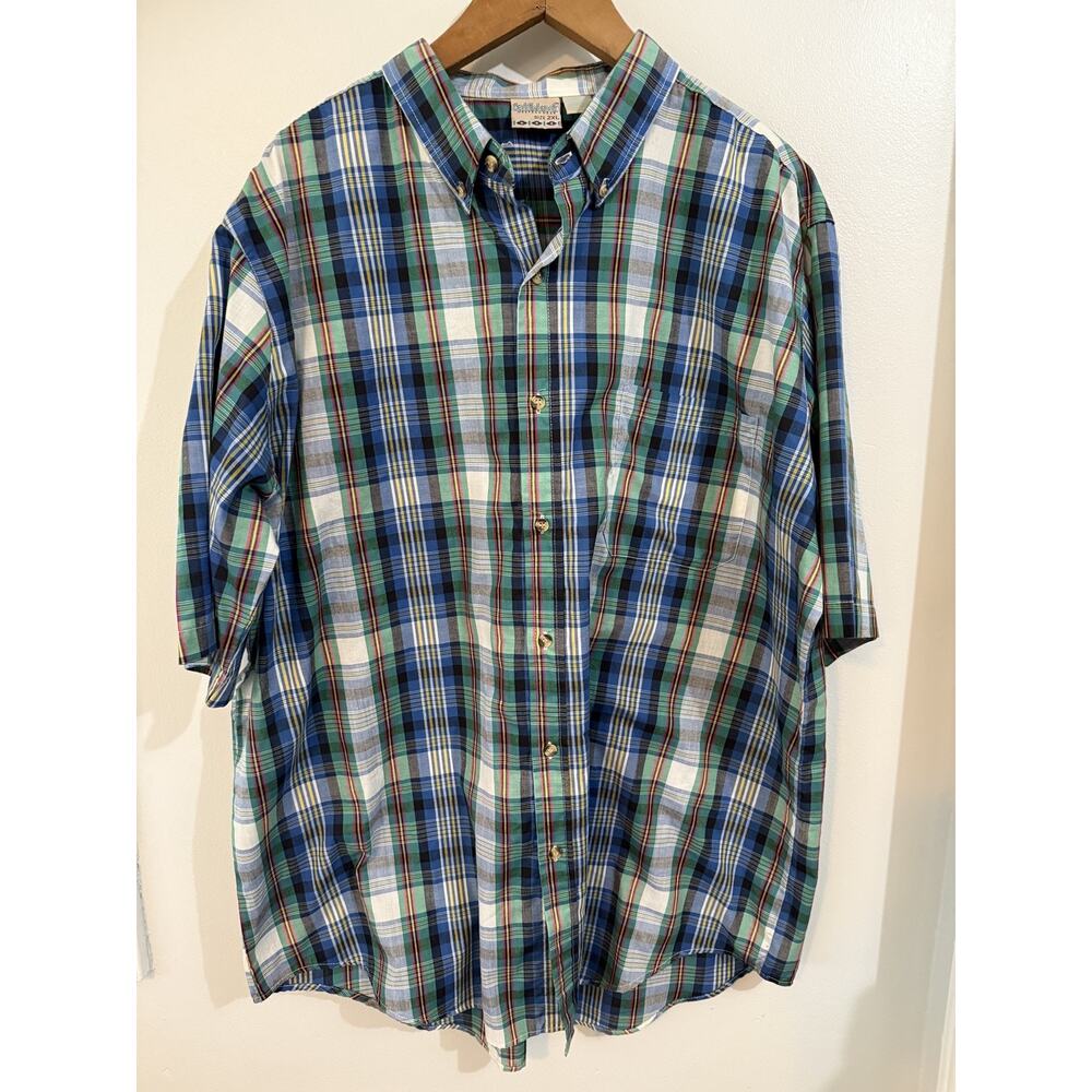 Saddlebrook Button Down Shirt 2XL Men's Plaid Short Sleeve Western Cowboy